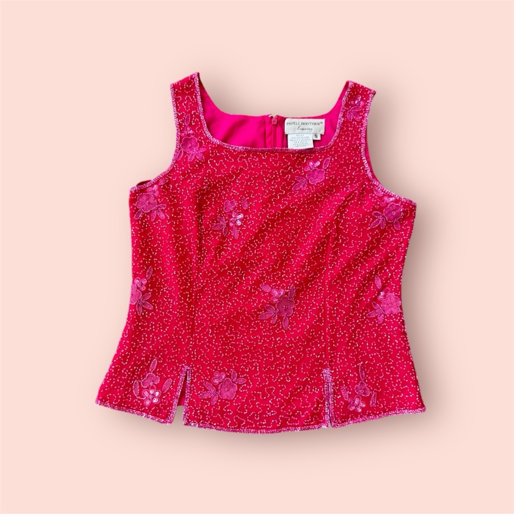 Vintage Y2K Silk Beaded Top